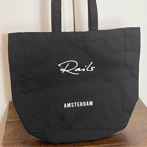 Rails Amsterdam Black and White Canvas Shoulder Tote Minimalist Contemporary